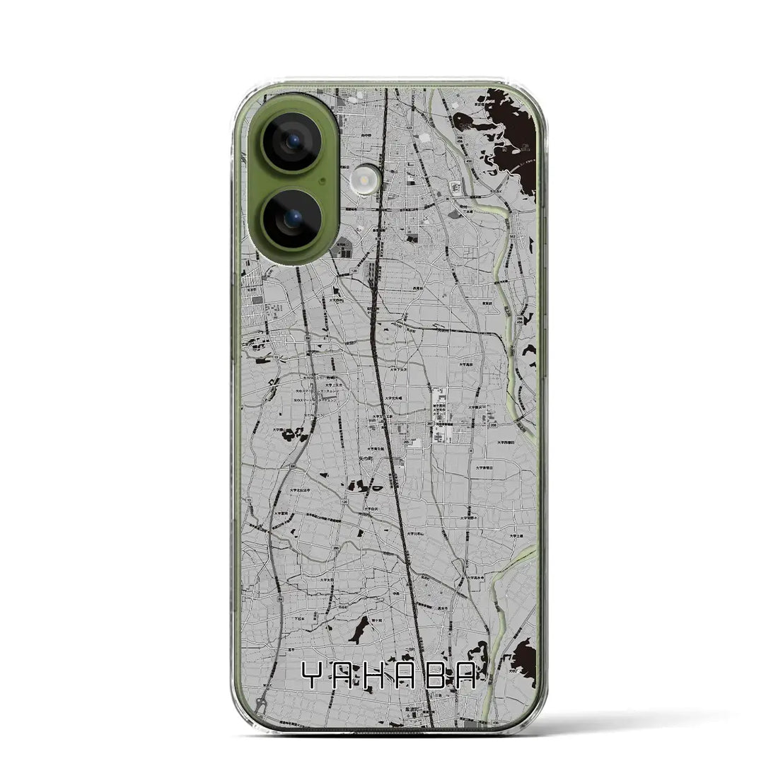 【矢巾(岩手県)】地図柄iPhoneケース(クリアタイプ)モノトーン・iPhone 17 Pro Max 用