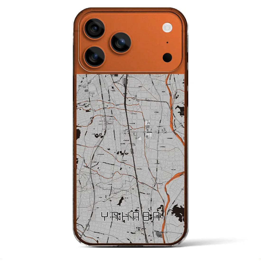 【矢巾（岩手県）】地図柄iPhoneケース（クリアタイプ）モノトーン・iPhone 17 Pro Max 用