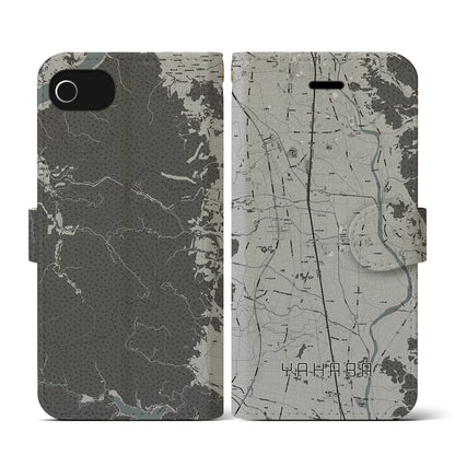 【矢巾（岩手県）】地図柄iPhoneケース（手帳タイプ）モノトーン・iPhone SE（第3 / 第2世代） / 8 / 7 / 6s / 6 用