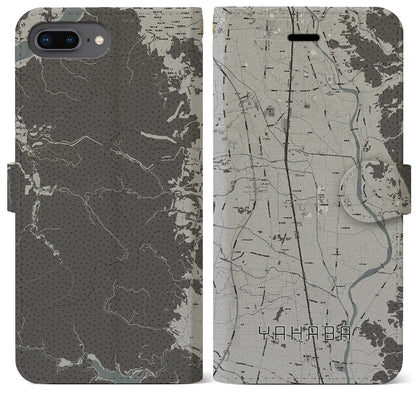 【矢巾（岩手県）】地図柄iPhoneケース（手帳タイプ）モノトーン・iPhone 8Plus /7Plus / 6sPlus / 6Plus 用