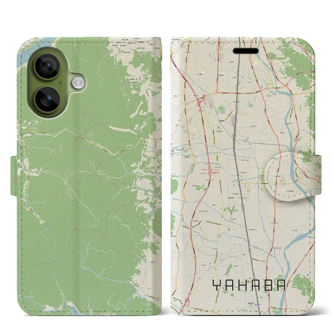 【矢巾（岩手県）】地図柄iPhoneケース（手帳タイプ）ナチュラル・iPhone 17 Pro Max 用