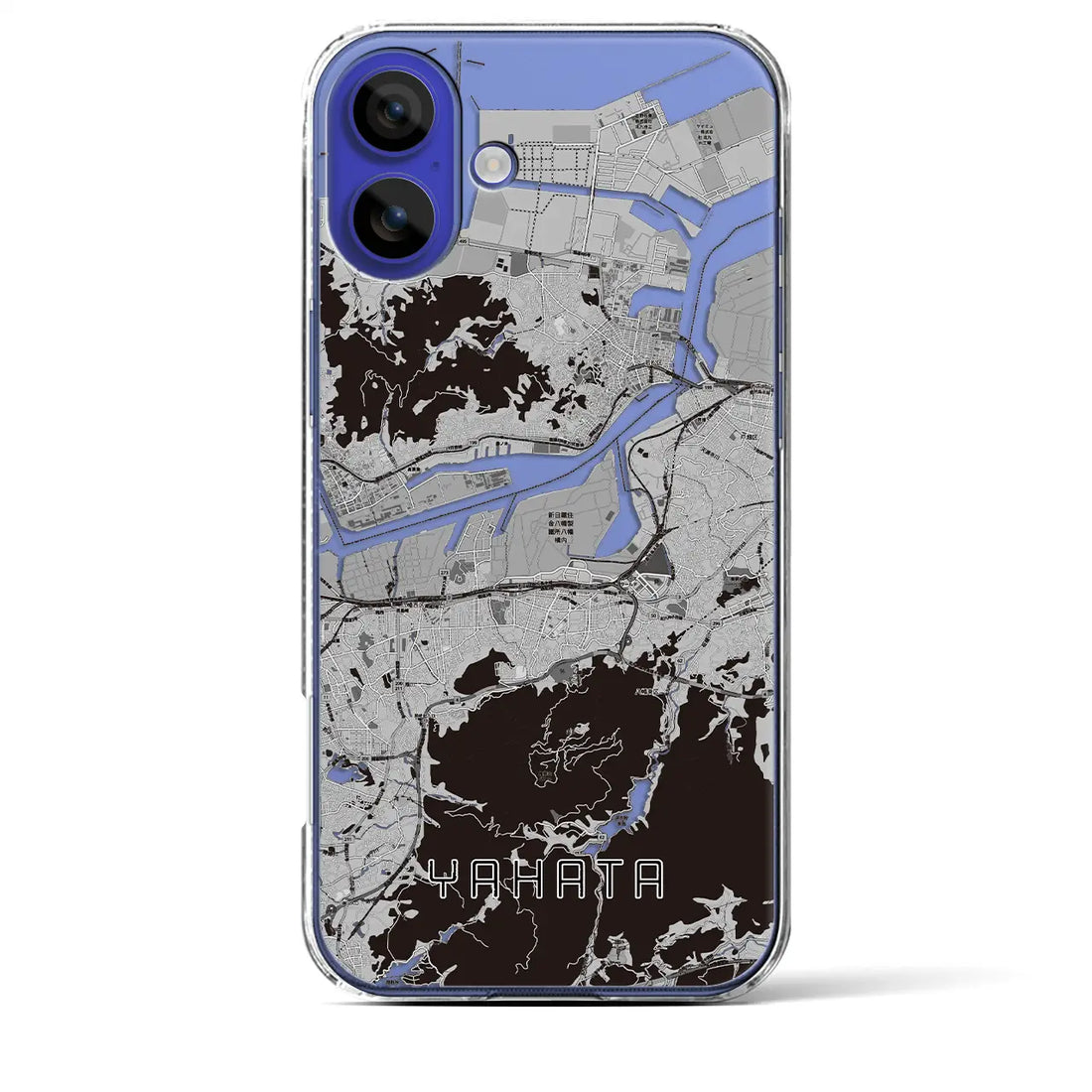 【八幡(福岡県)】地図柄iPhoneケース(クリアタイプ)モノトーン・iPhone 16 Pro Max 用