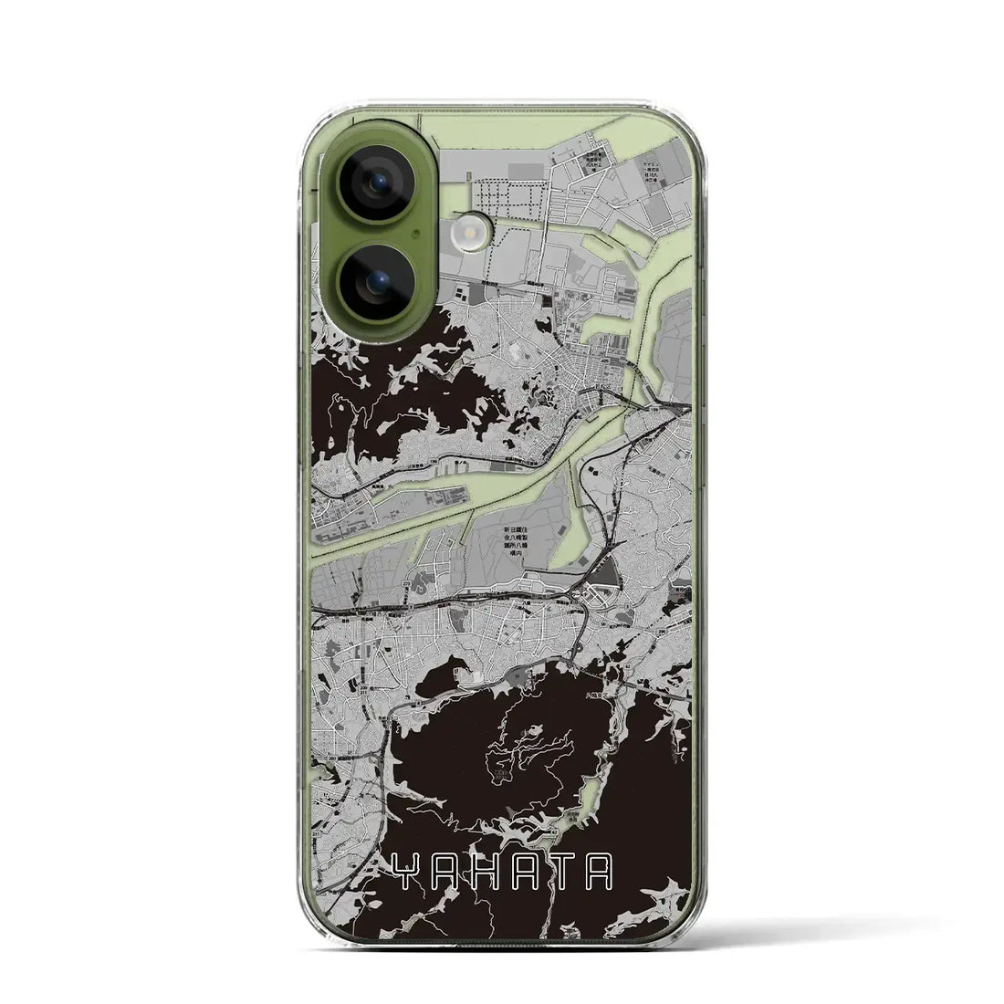 【八幡（福岡県）】地図柄iPhoneケース（クリアタイプ）モノトーン・iPhone 17 Pro Max 用