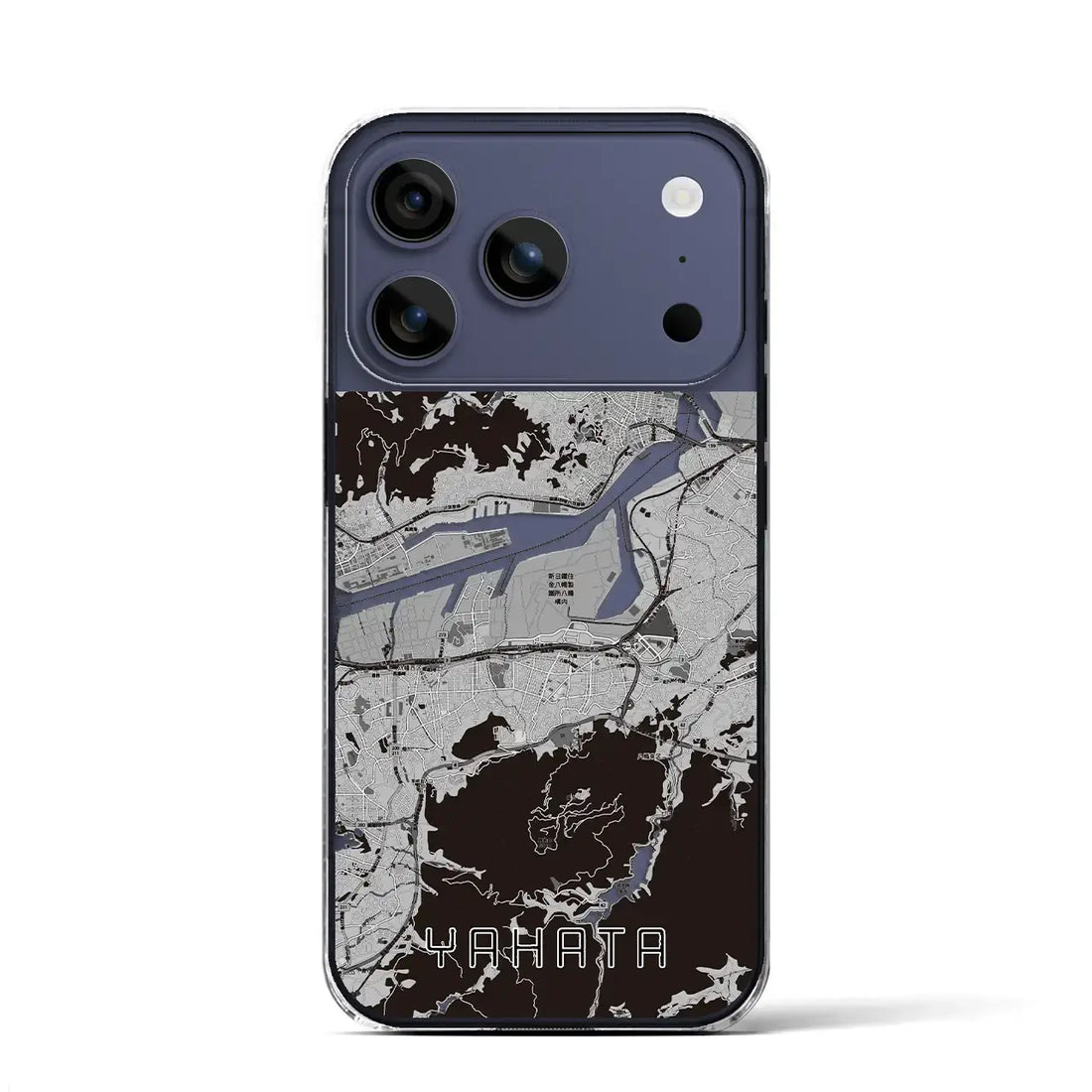【八幡（福岡県）】地図柄iPhoneケース（クリアタイプ）モノトーン・iPhone 17 Pro Max 用