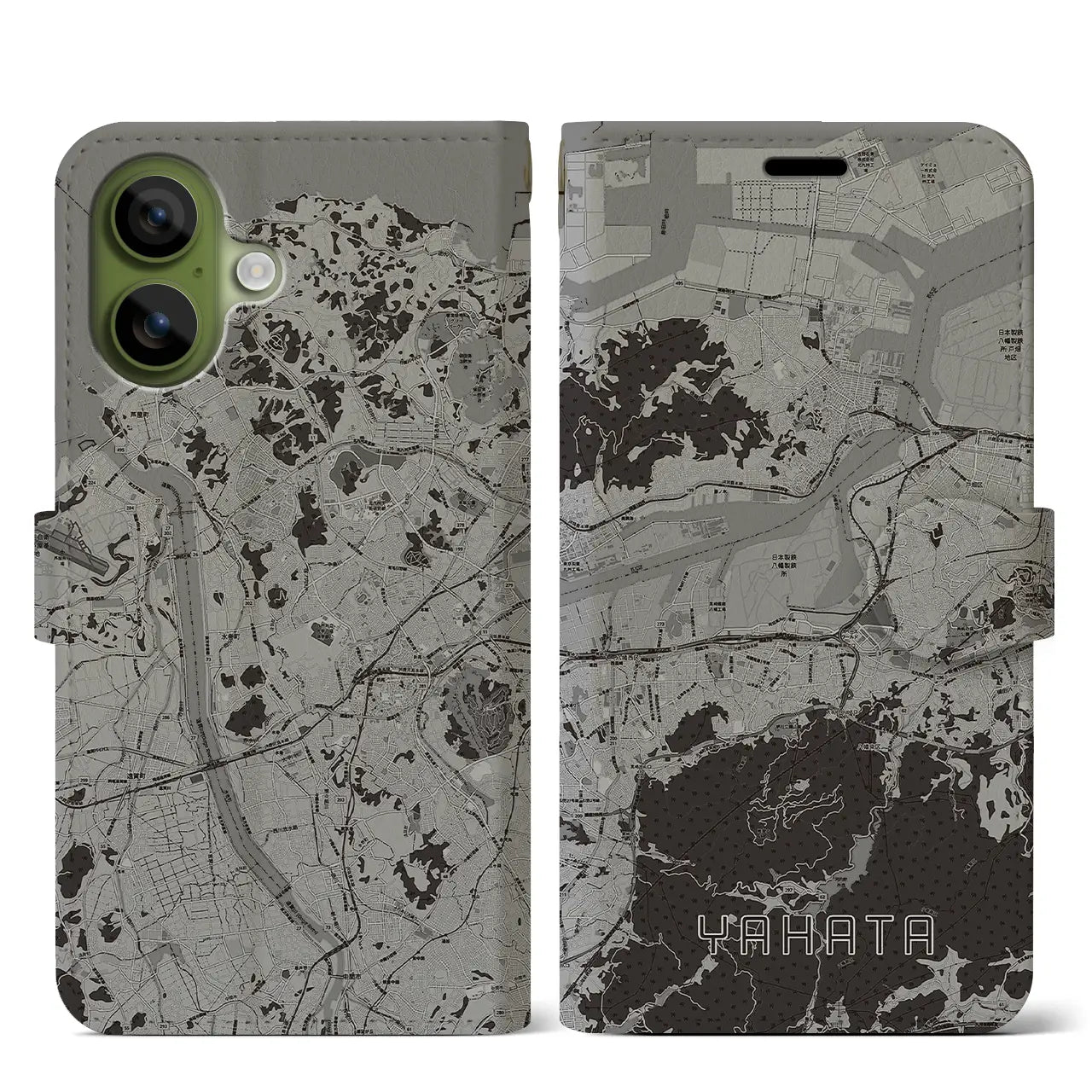 【八幡（福岡県）】地図柄iPhoneケース（手帳タイプ）