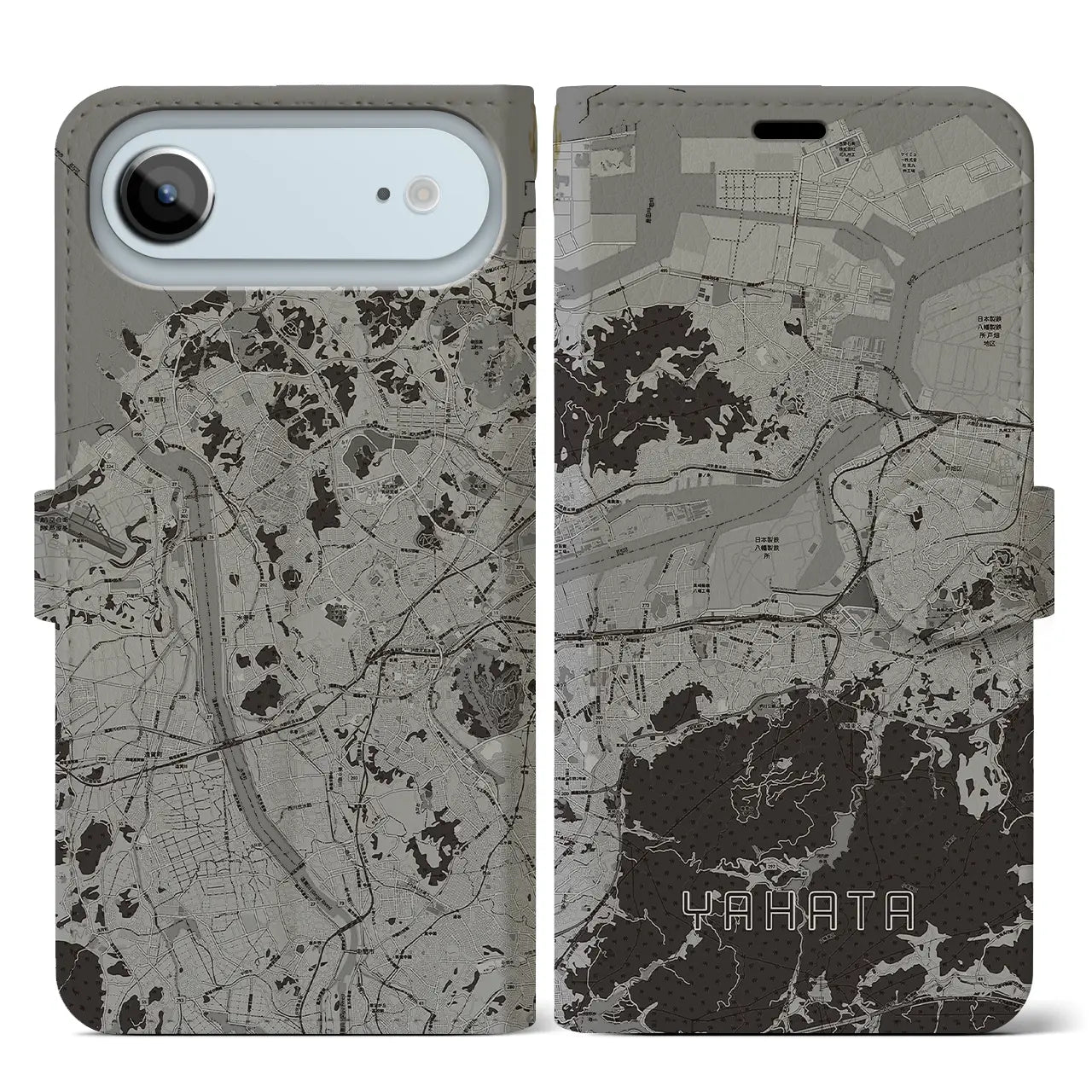 【八幡（福岡県）】地図柄iPhoneケース（手帳タイプ）