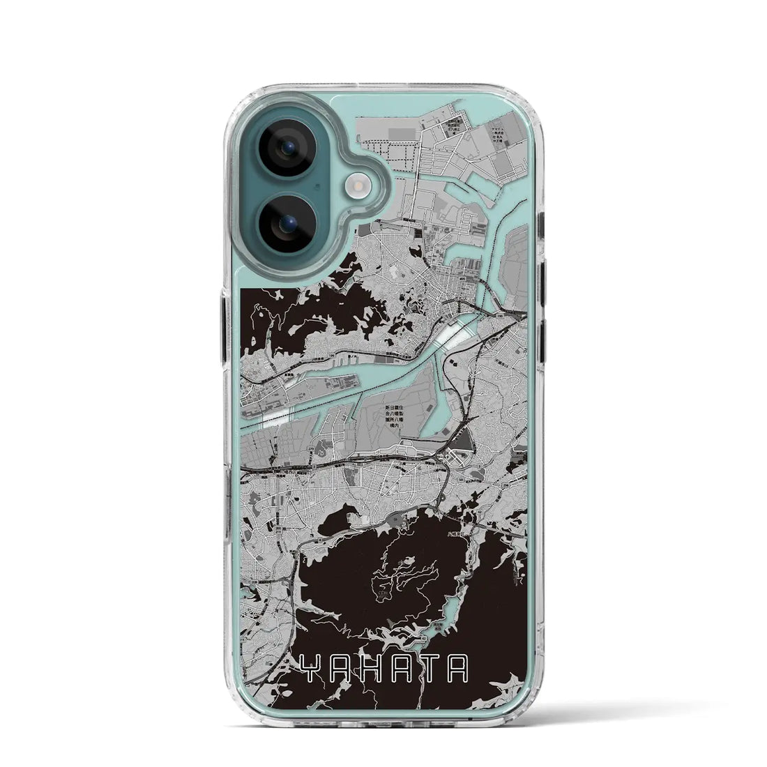 【八幡(福岡県)】地図柄iPhoneケース(MagSafeタイプ)モノトーン・iPhone 16 Pro 用