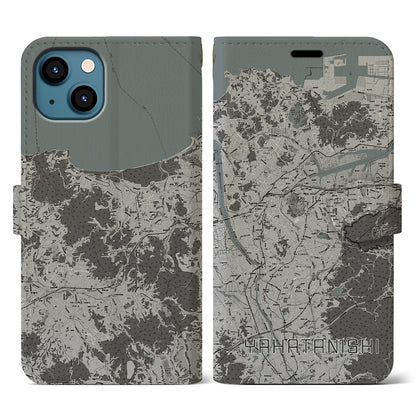 【八幡西（福岡県）】地図柄iPhoneケース（手帳タイプ）モノトーン・iPhone 13 用