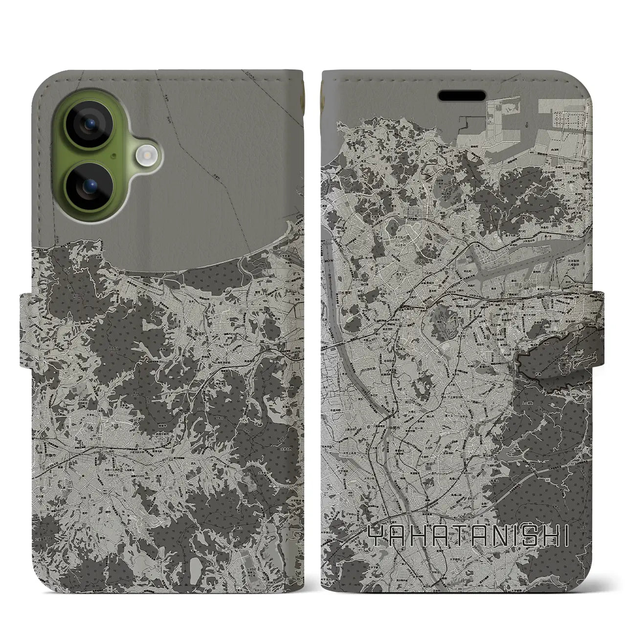 【八幡西（福岡県）】地図柄iPhoneケース（手帳タイプ）