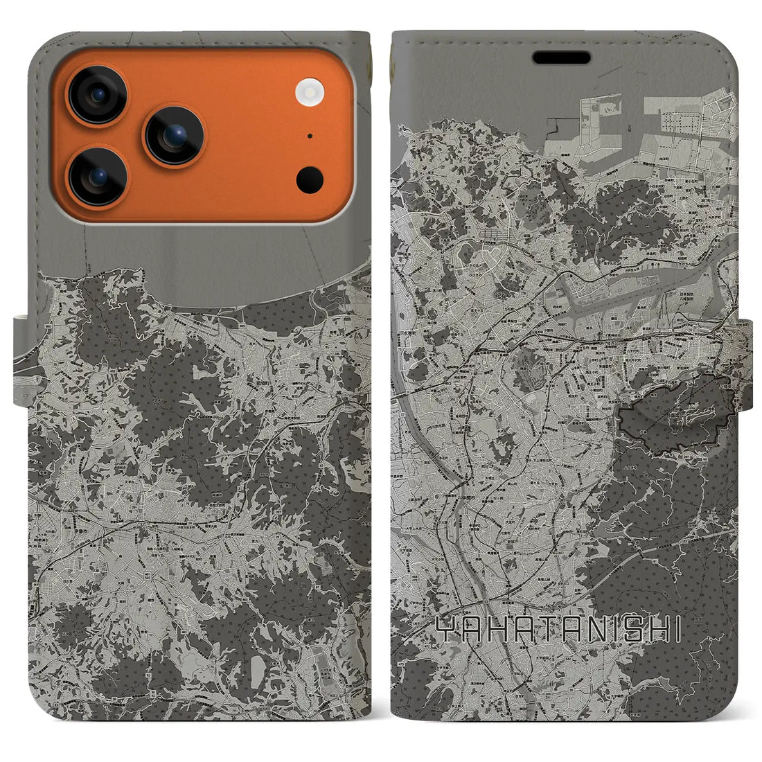 【八幡西（福岡県）】地図柄iPhoneケース（手帳タイプ）