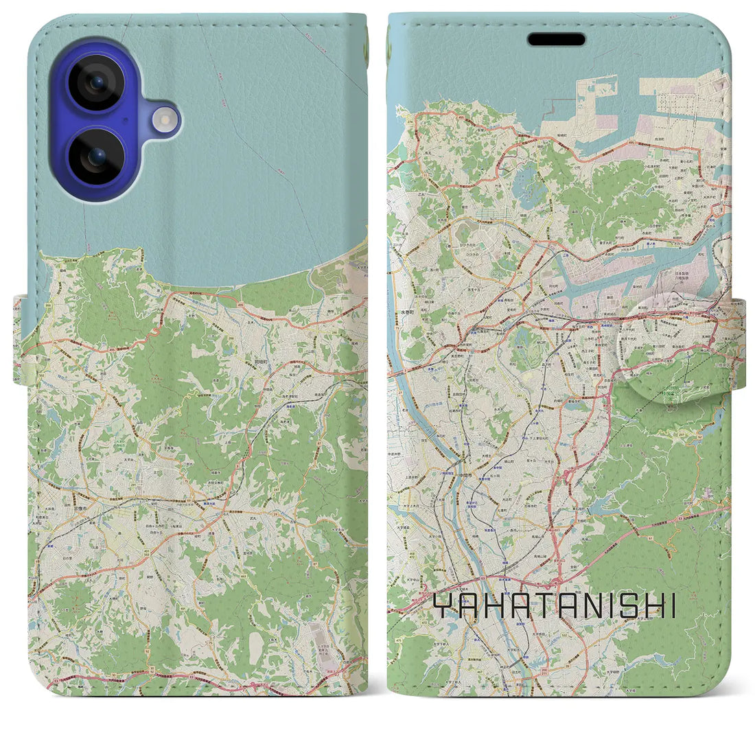 【八幡西（福岡県）】地図柄iPhoneケース（手帳タイプ）ナチュラル・iPhone 16 Pro Max 用