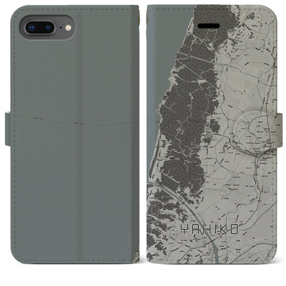 【弥彦（新潟県）】地図柄iPhoneケース（手帳タイプ）モノトーン・iPhone 8Plus /7Plus / 6sPlus / 6Plus 用