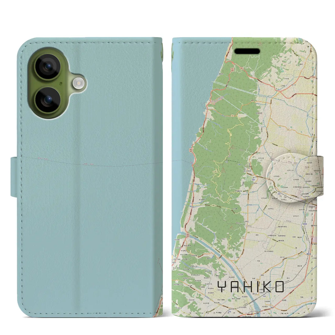 【弥彦(新潟県)】地図柄iPhoneケース(手帳タイプ)ナチュラル・iPhone 17 Pro Max 用