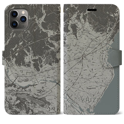 【焼津（静岡県）】地図柄iPhoneケース（手帳タイプ）モノトーン・iPhone 11 Pro Max 用