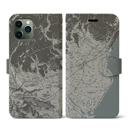 【焼津（静岡県）】地図柄iPhoneケース（手帳タイプ）モノトーン・iPhone 11 Pro 用