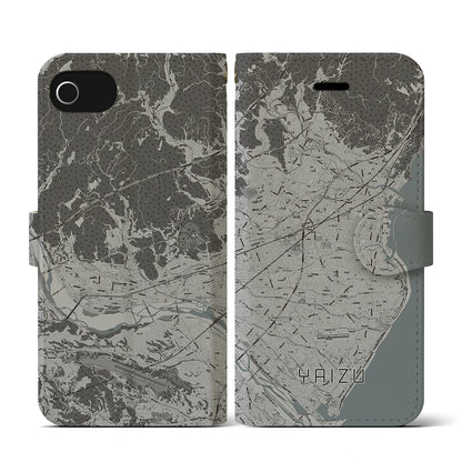 【焼津（静岡県）】地図柄iPhoneケース（手帳タイプ）モノトーン・iPhone SE（第3 / 第2世代） / 8 / 7 / 6s / 6 用