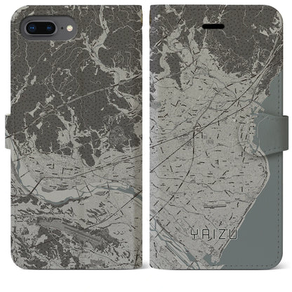 【焼津（静岡県）】地図柄iPhoneケース（手帳タイプ）モノトーン・iPhone 8Plus /7Plus / 6sPlus / 6Plus 用