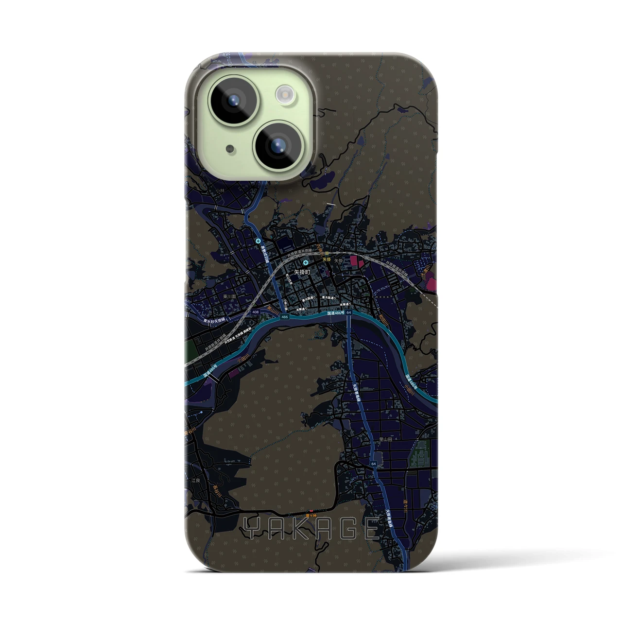 【矢掛（岡山県）】地図柄iPhoneケース（バックカバータイプ）