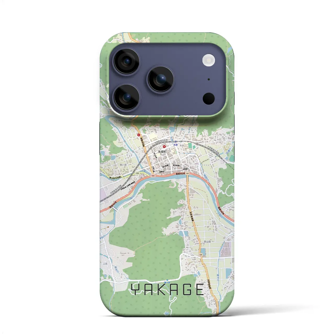 【矢掛（岡山県）】地図柄iPhoneケース（バックカバータイプ）ブラック・iPhone 17 Pro Max 用
