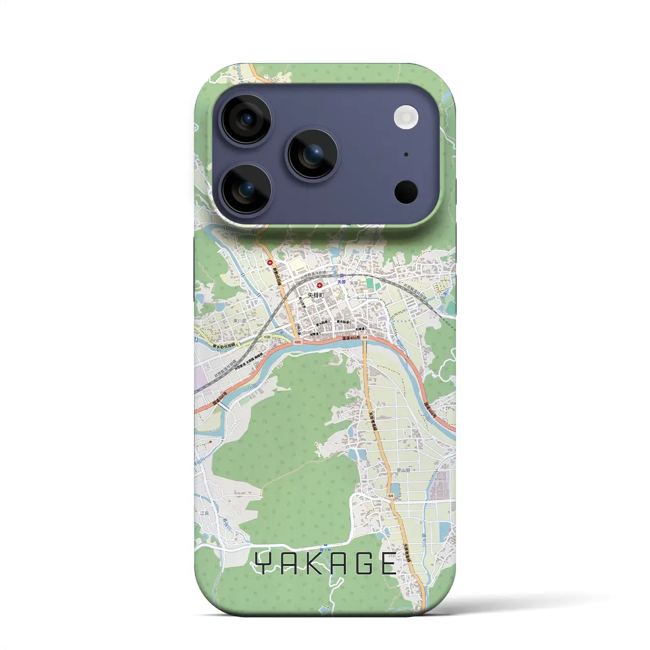 【矢掛（岡山県）】地図柄iPhoneケース（バックカバータイプ）ブラック・iPhone 17 Pro Max 用