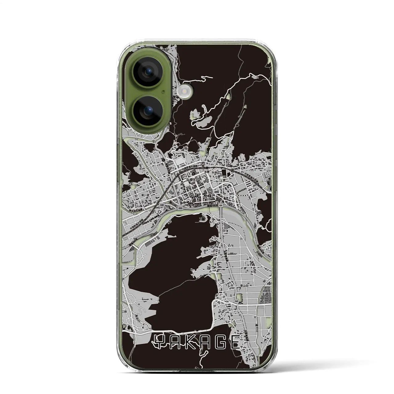 【矢掛（岡山県）】地図柄iPhoneケース（クリアタイプ）モノトーン・iPhone 17 Pro Max 用