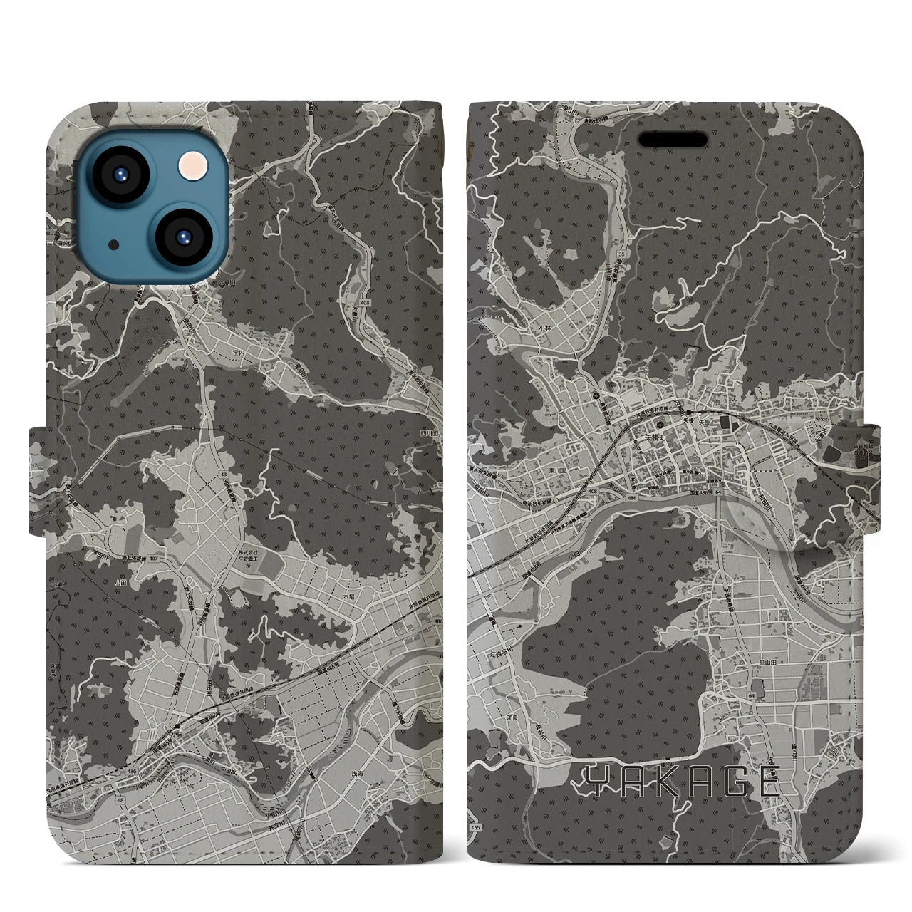 【矢掛（岡山県）】地図柄iPhoneケース（手帳タイプ）