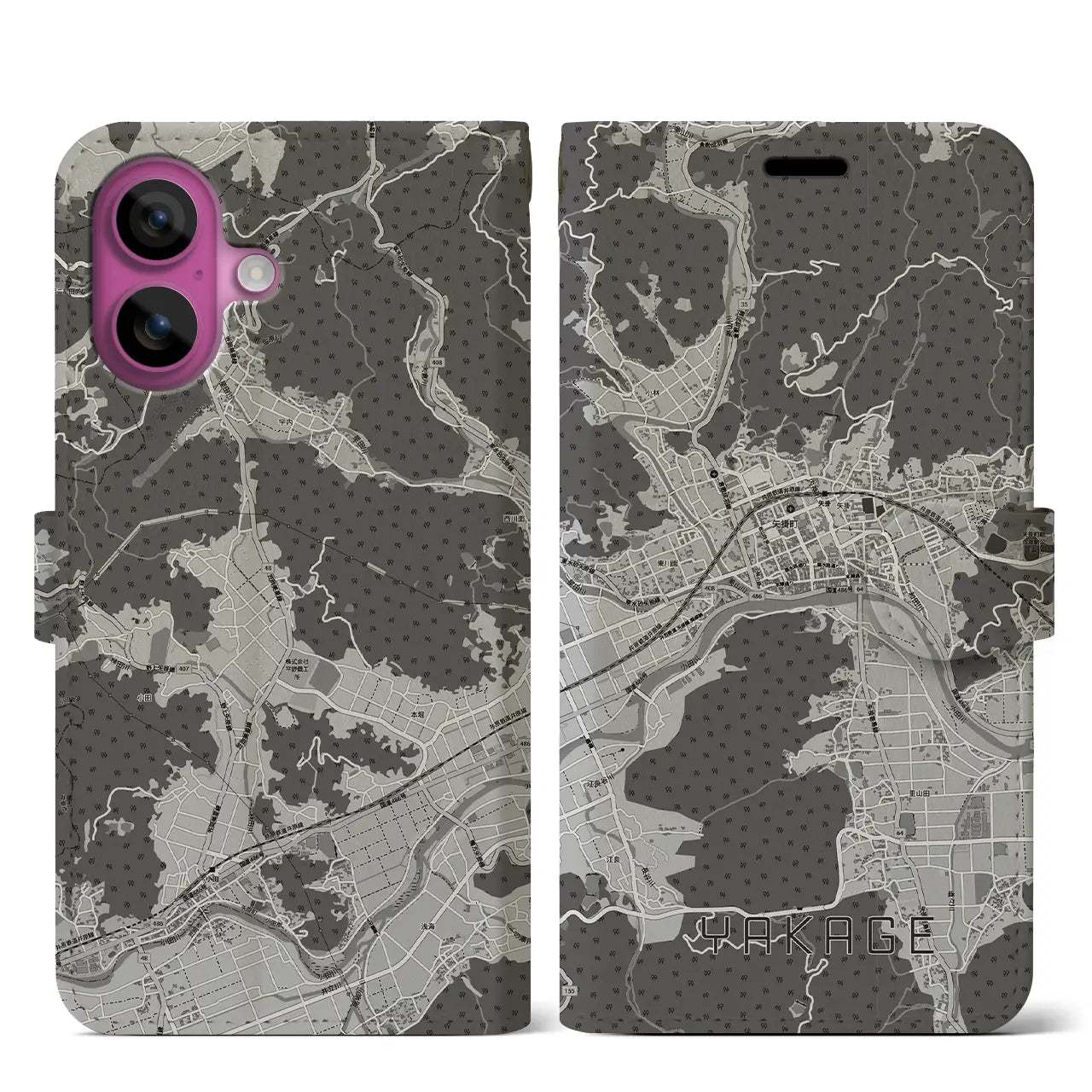 【矢掛（岡山県）】地図柄iPhoneケース（手帳タイプ）
