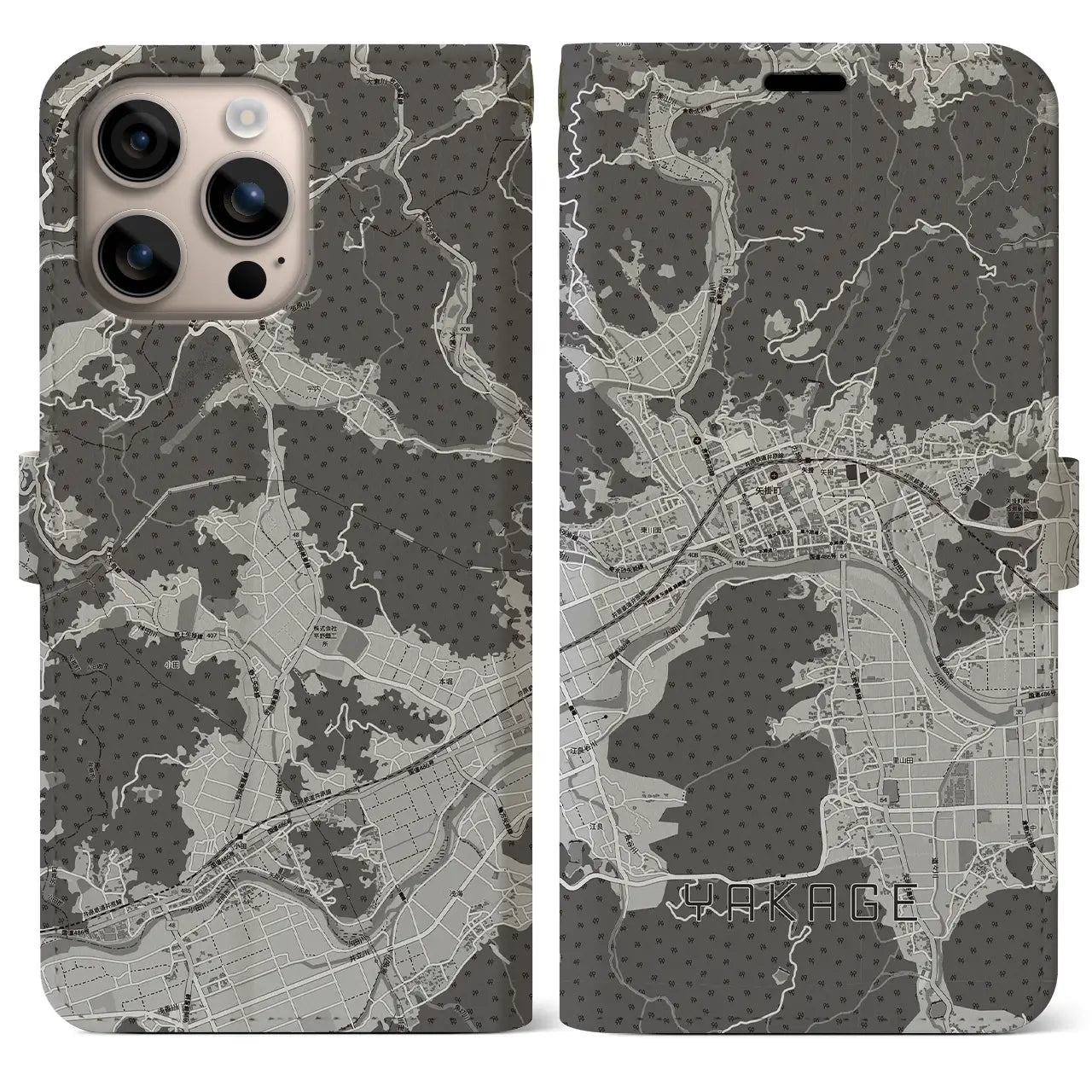 【矢掛（岡山県）】地図柄iPhoneケース（手帳タイプ）