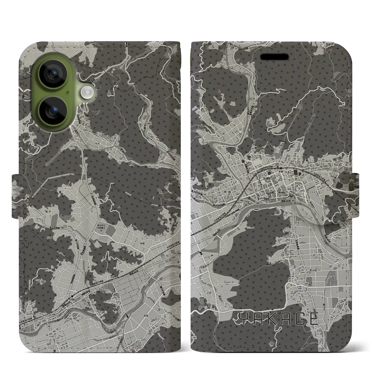 【矢掛（岡山県）】地図柄iPhoneケース（手帳タイプ）