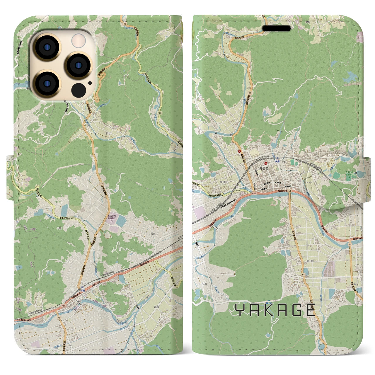 【矢掛（岡山県）】地図柄iPhoneケース（手帳タイプ）