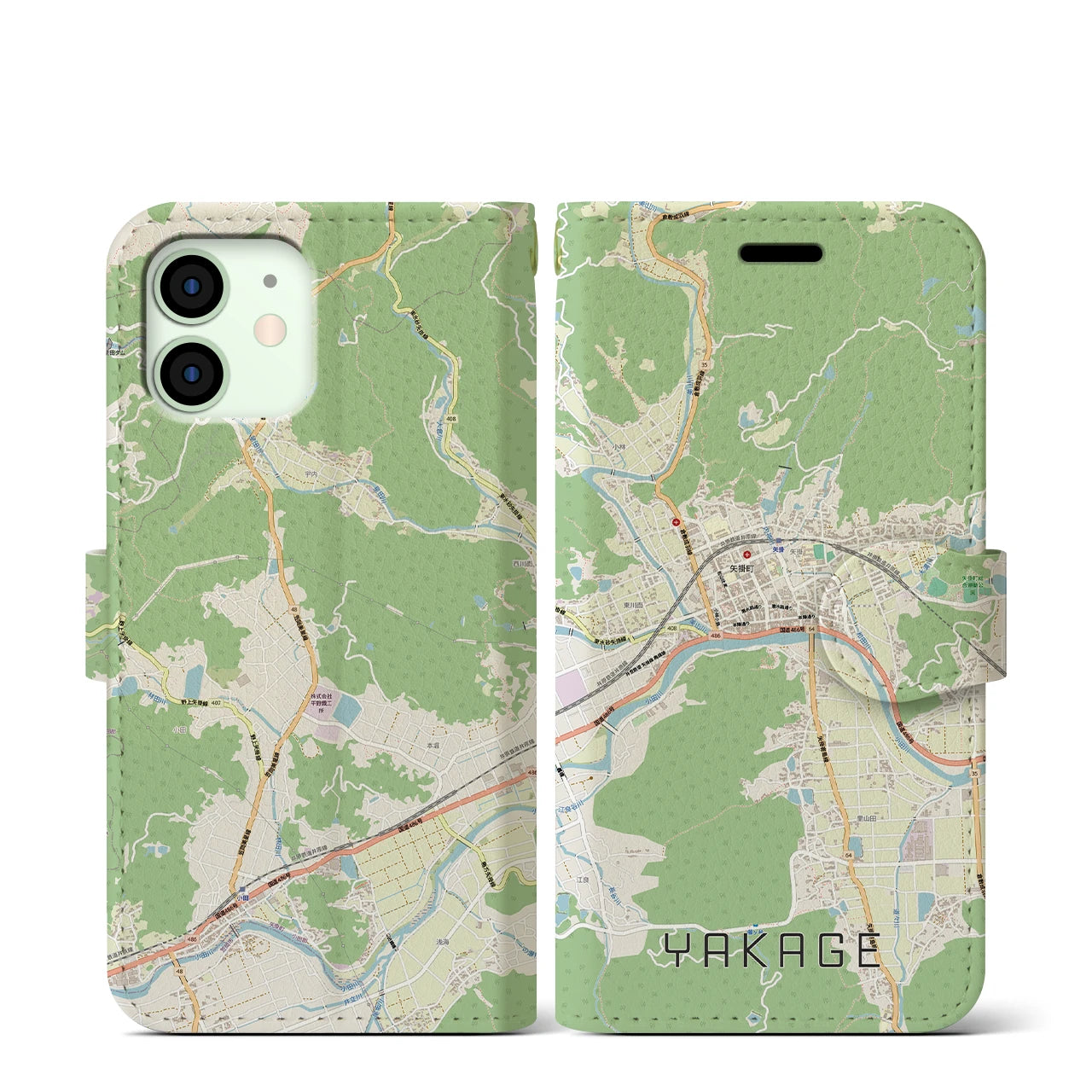 【矢掛（岡山県）】地図柄iPhoneケース（手帳タイプ）