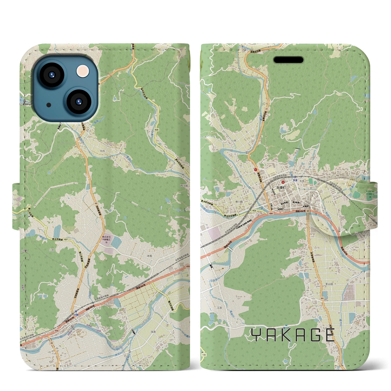 【矢掛（岡山県）】地図柄iPhoneケース（手帳タイプ）