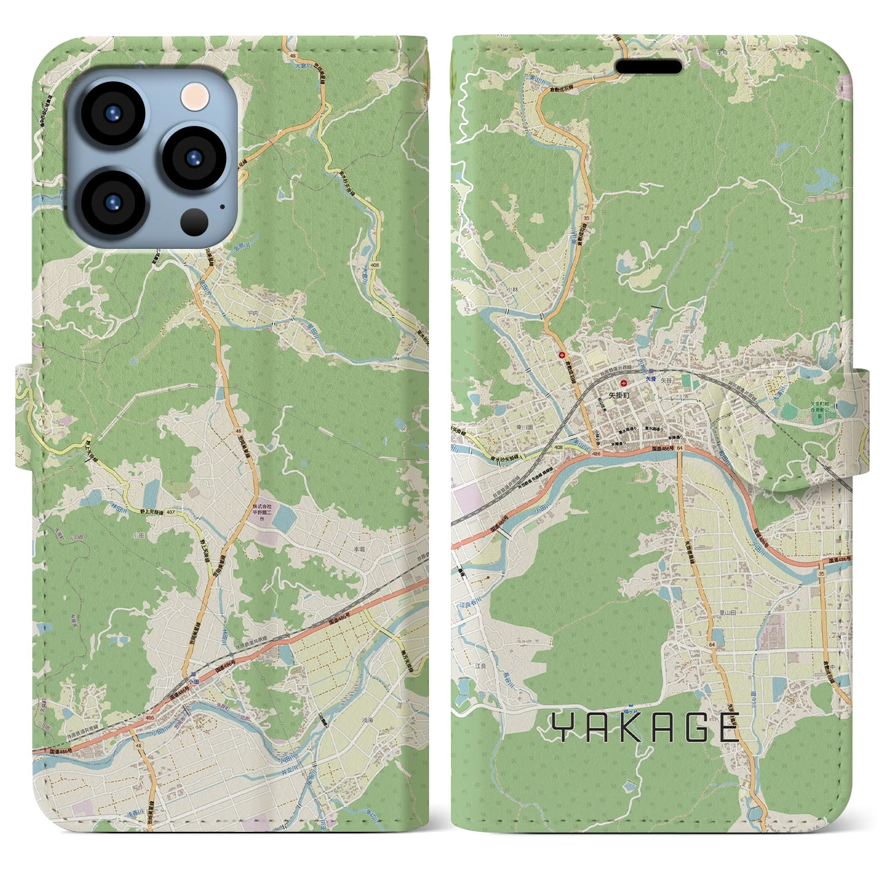 【矢掛（岡山県）】地図柄iPhoneケース（手帳タイプ）