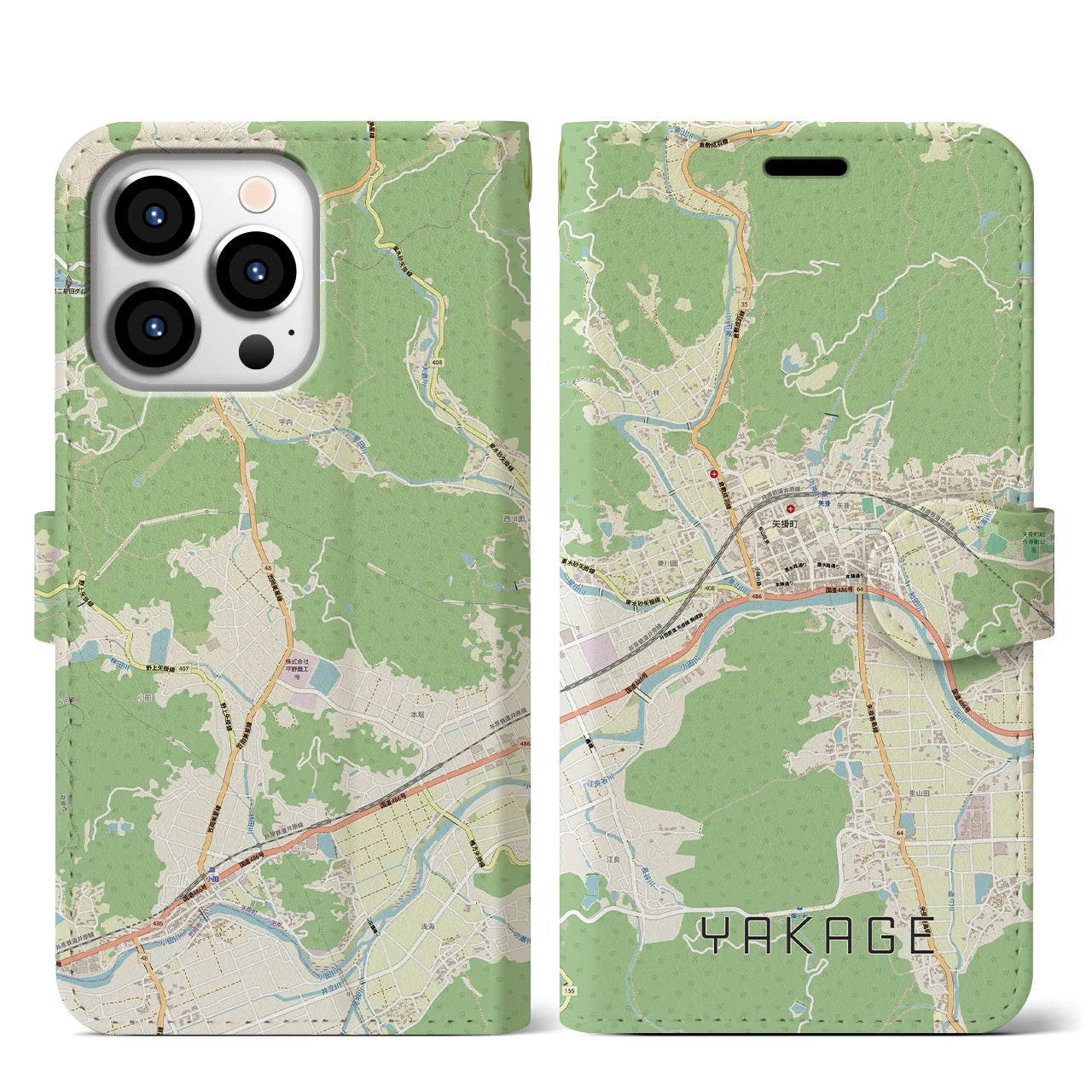 【矢掛（岡山県）】地図柄iPhoneケース（手帳タイプ）