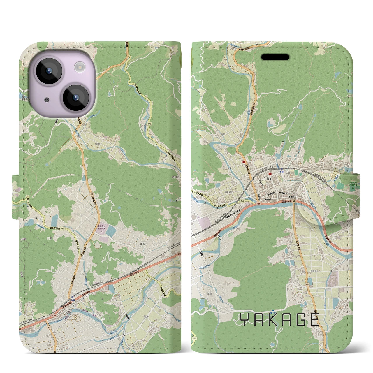 【矢掛（岡山県）】地図柄iPhoneケース（手帳タイプ）