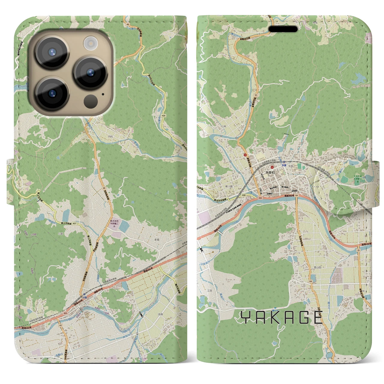 【矢掛（岡山県）】地図柄iPhoneケース（手帳タイプ）