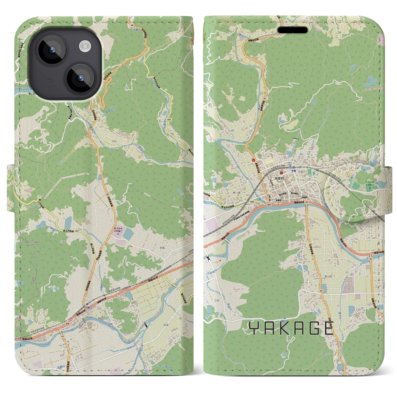 【矢掛（岡山県）】地図柄iPhoneケース（手帳タイプ）