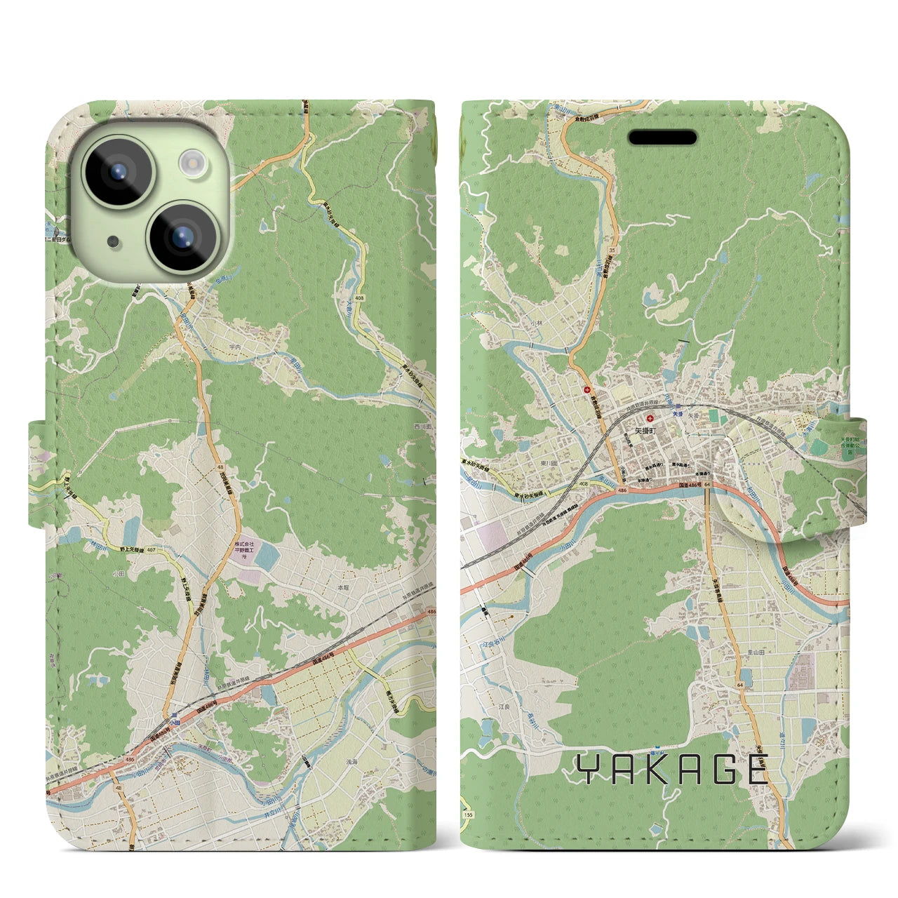 【矢掛（岡山県）】地図柄iPhoneケース（手帳タイプ）