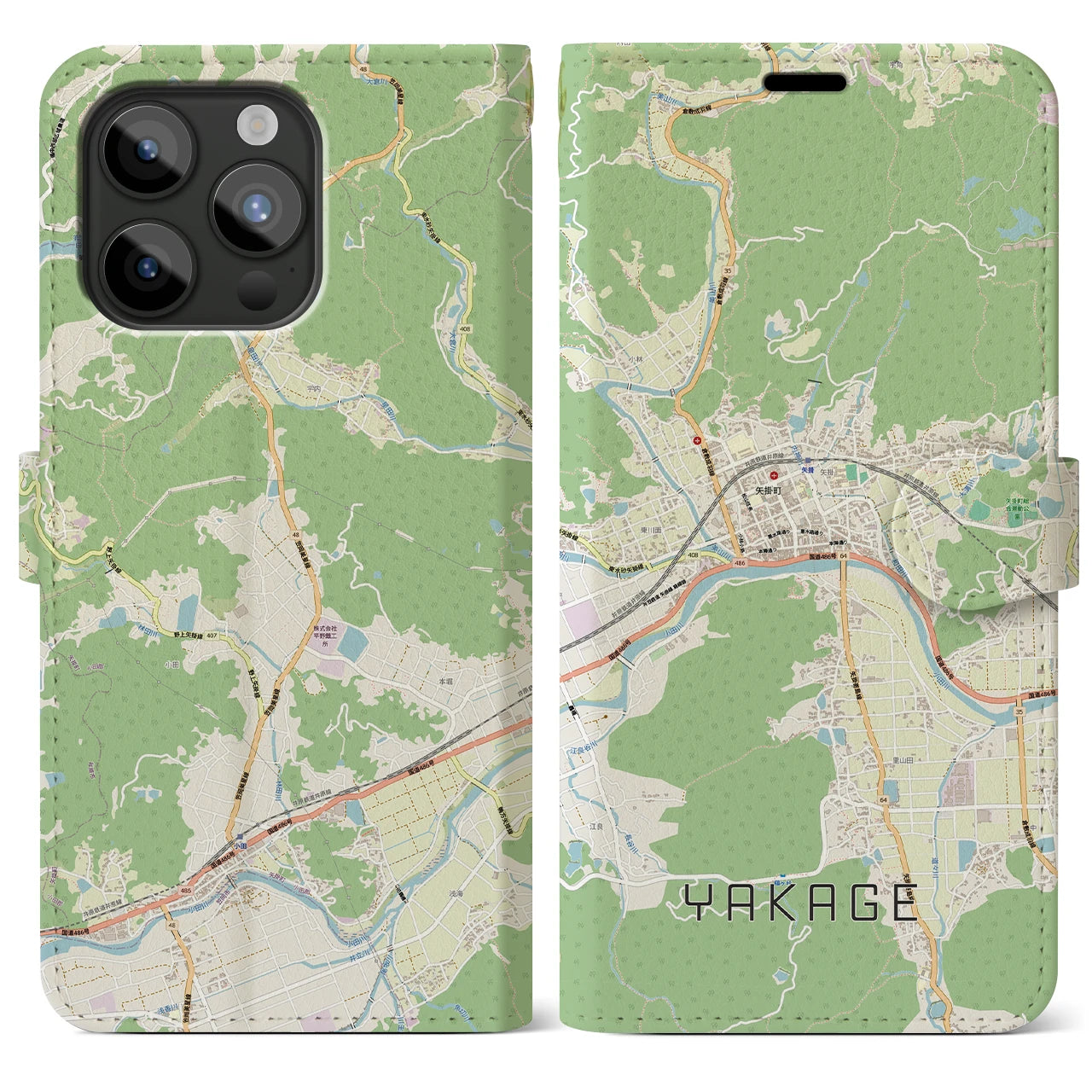 【矢掛（岡山県）】地図柄iPhoneケース（手帳タイプ）