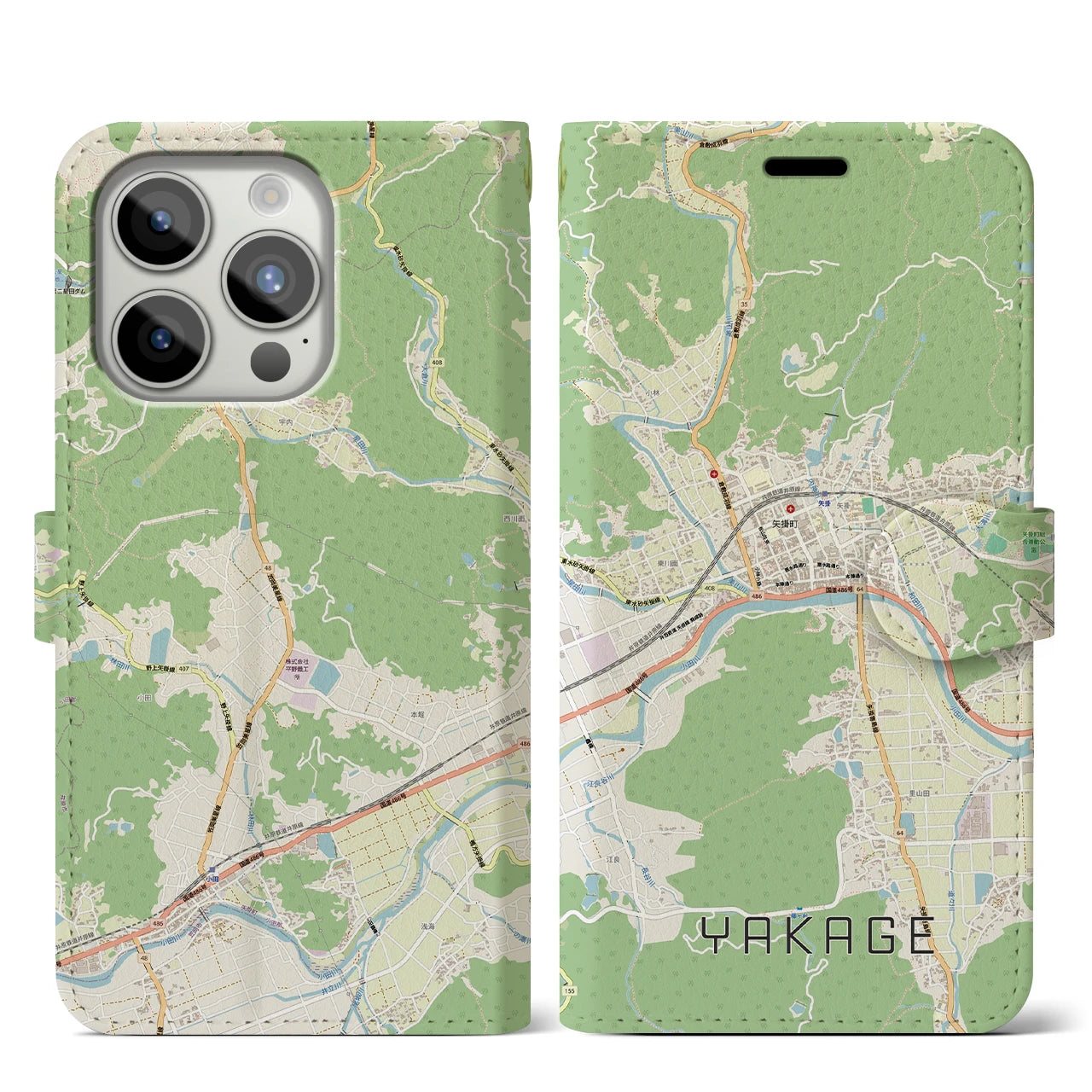 【矢掛（岡山県）】地図柄iPhoneケース（手帳タイプ）