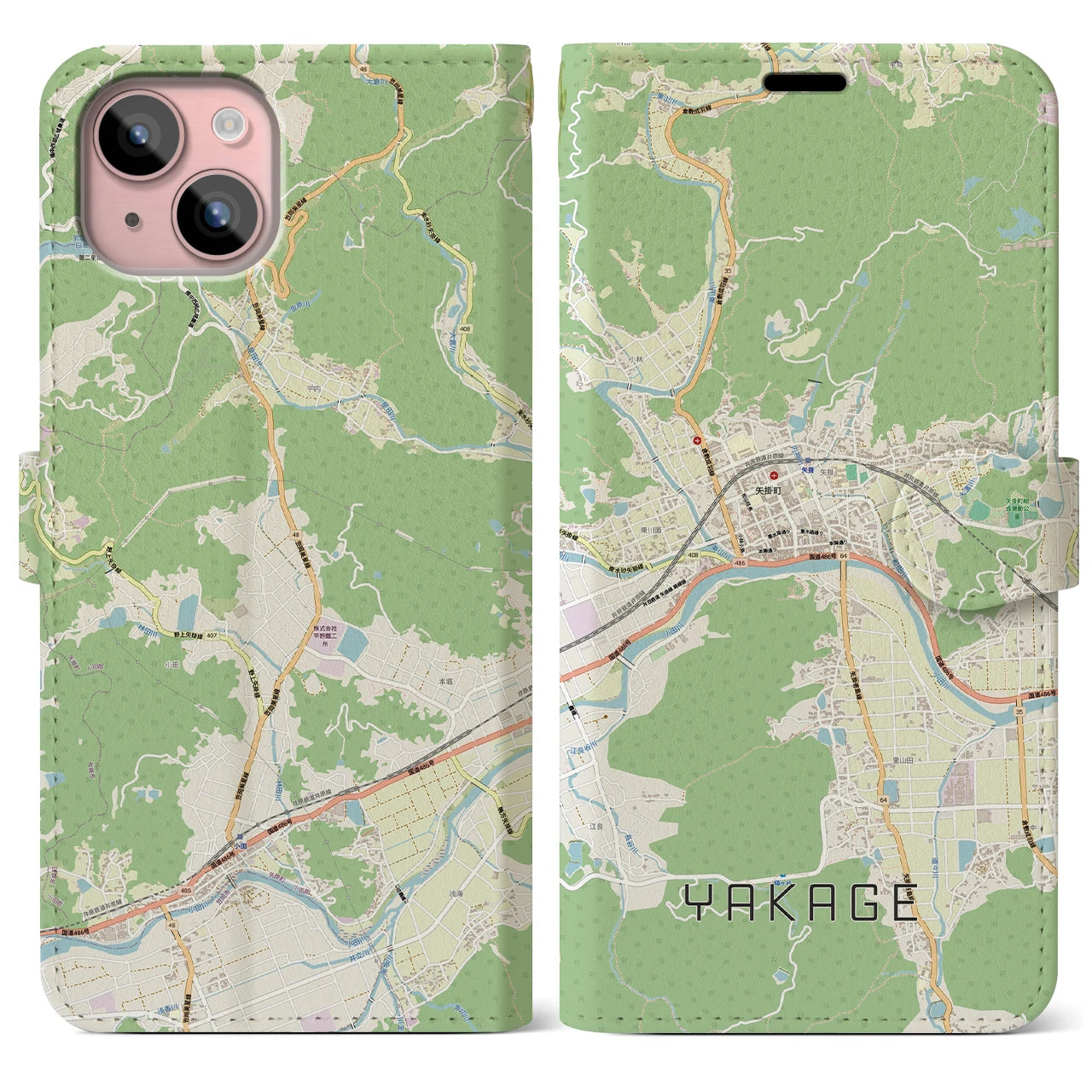 【矢掛（岡山県）】地図柄iPhoneケース（手帳タイプ）