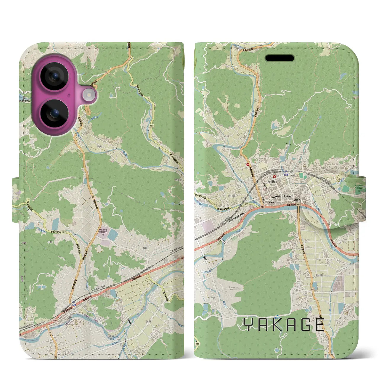 【矢掛（岡山県）】地図柄iPhoneケース（手帳タイプ）