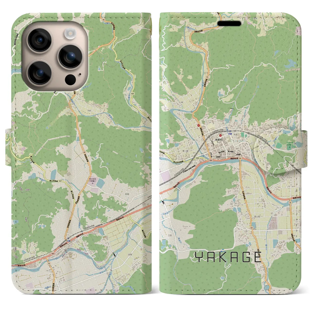 【矢掛（岡山県）】地図柄iPhoneケース（手帳タイプ）