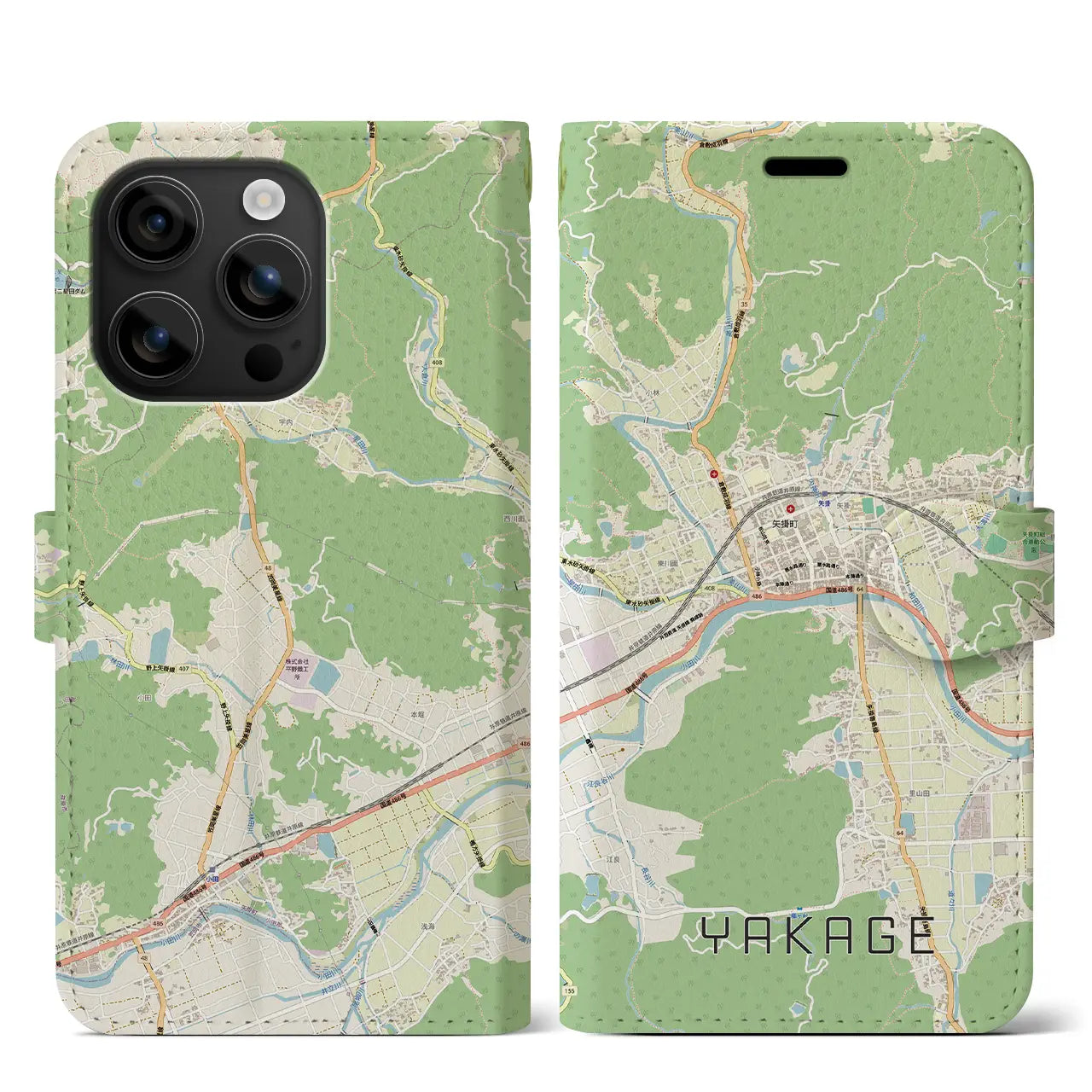 【矢掛（岡山県）】地図柄iPhoneケース（手帳タイプ）
