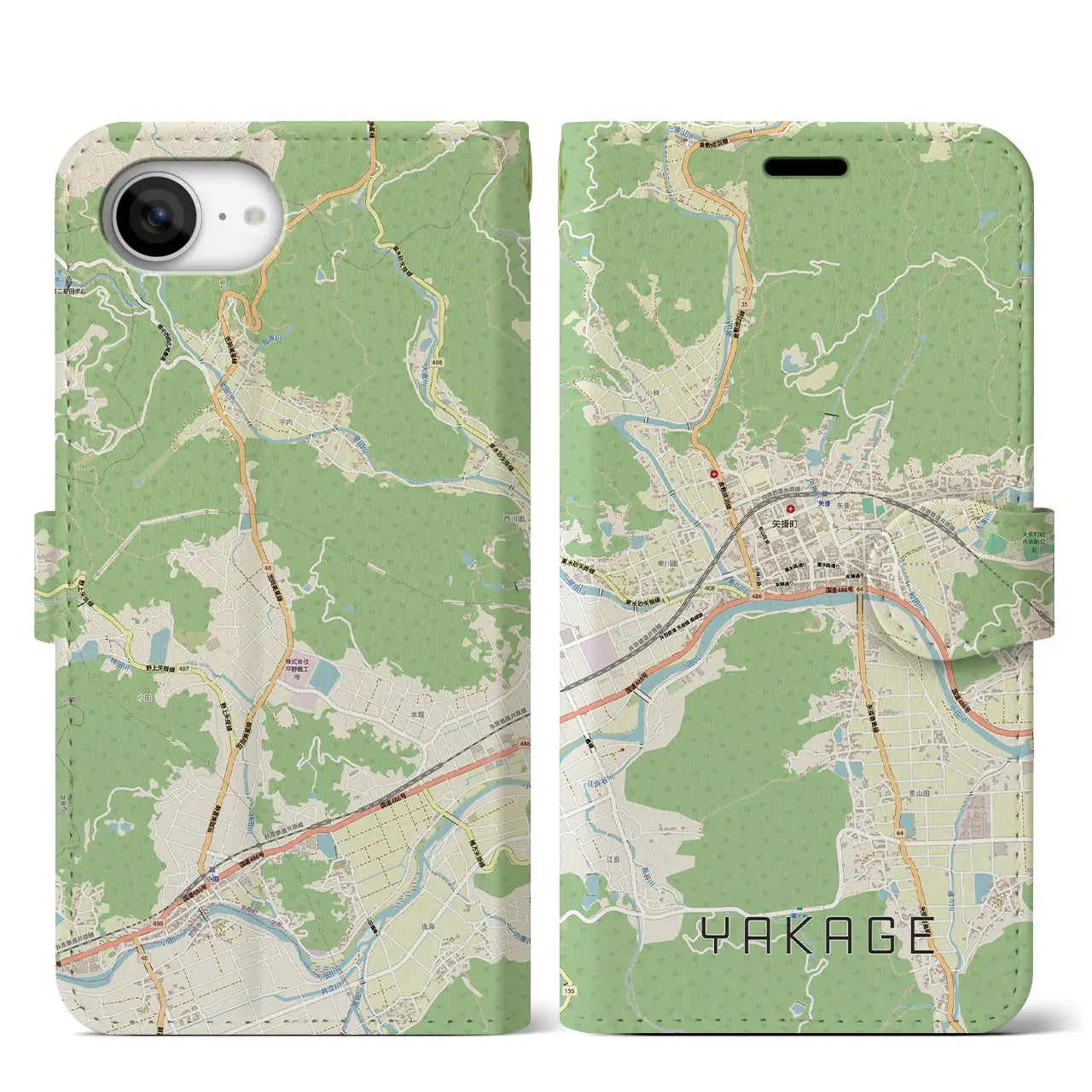 【矢掛（岡山県）】地図柄iPhoneケース（手帳タイプ）