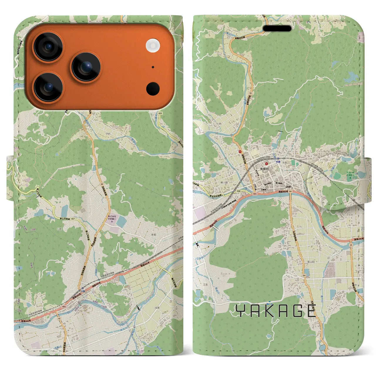 【矢掛（岡山県）】地図柄iPhoneケース（手帳タイプ）