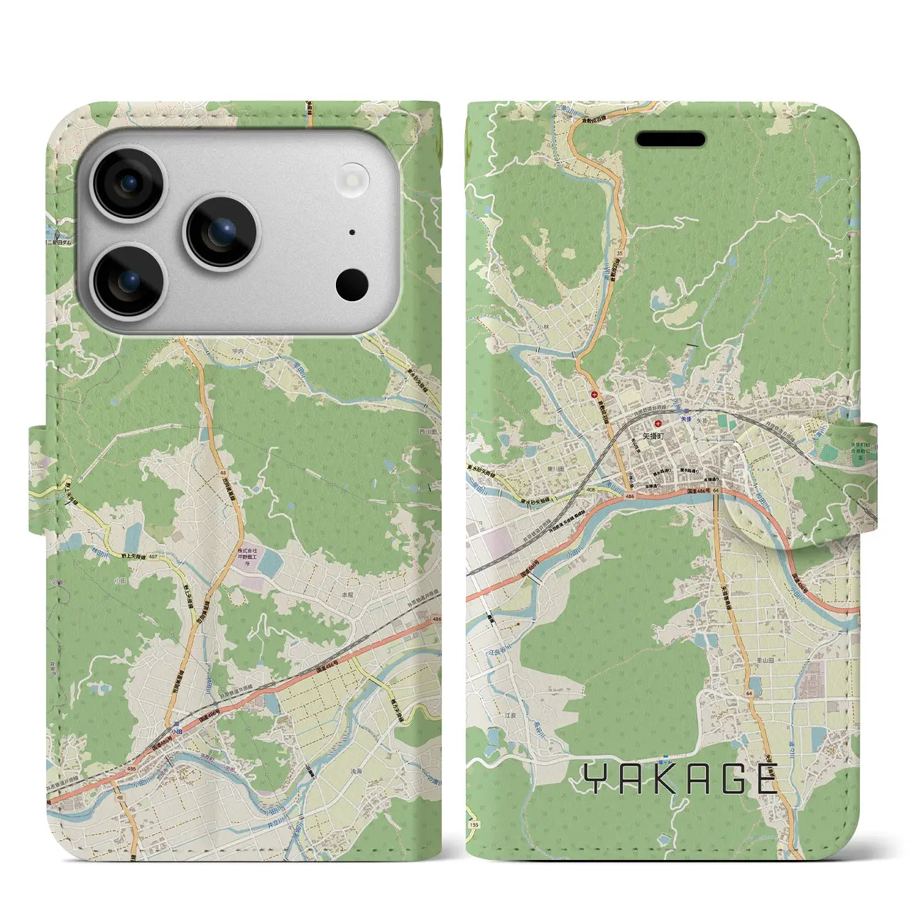 【矢掛（岡山県）】地図柄iPhoneケース（手帳タイプ）
