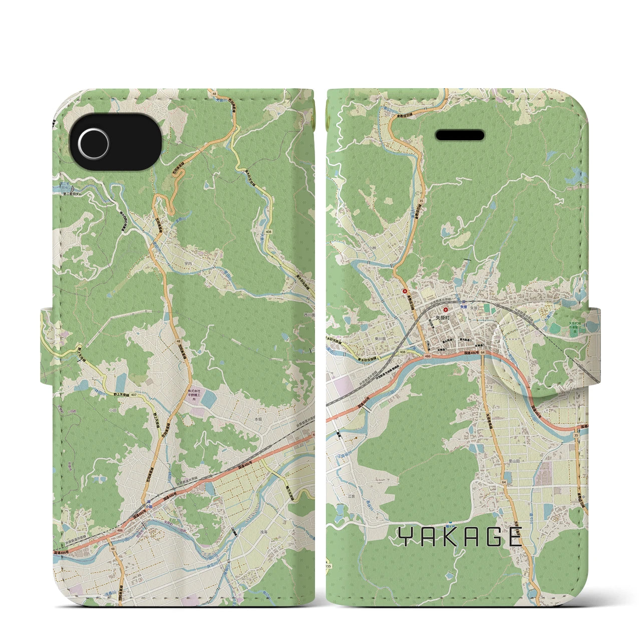 【矢掛（岡山県）】地図柄iPhoneケース（手帳タイプ）