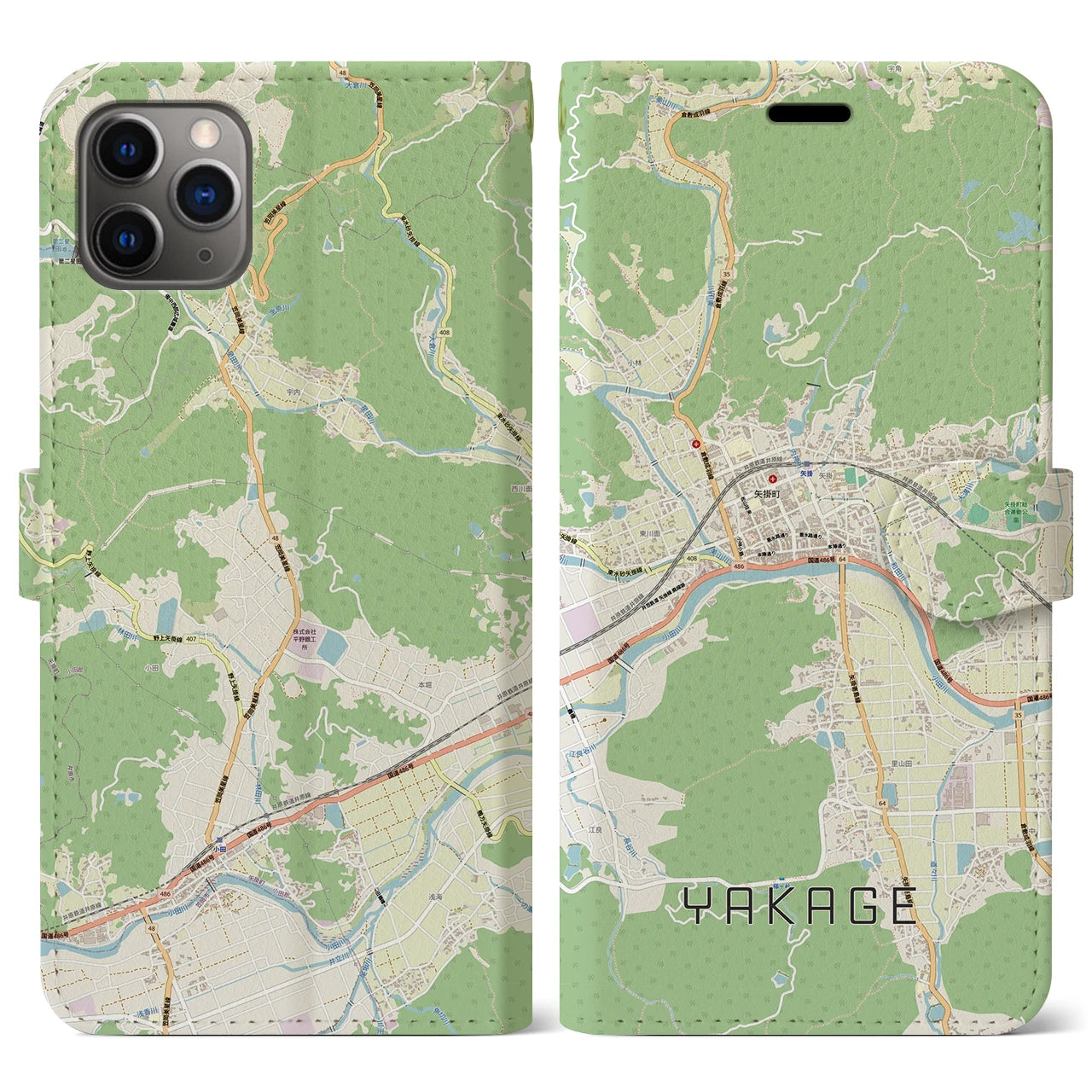 【矢掛（岡山県）】地図柄iPhoneケース（手帳タイプ）