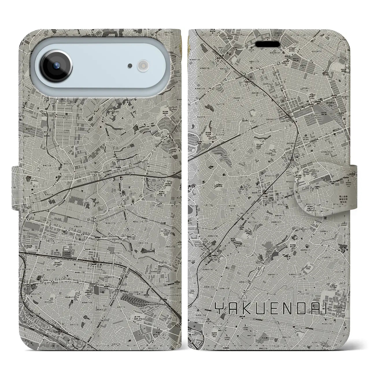 【薬園台（千葉県）】地図柄iPhoneケース（手帳タイプ）